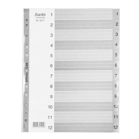 BANTEX 6211 PVC A4 index 索引分類(灰色/1-12) 