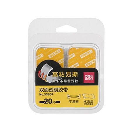 Deli 33607 jOLK (28mm x 28mm x 1mmp / 20)  Double Side Tape, Adhesive Tape 