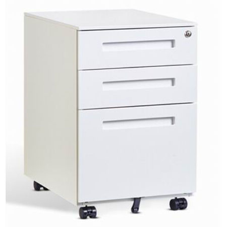 金屬活動式三抽地櫃(白色)(407Wx520Dx600Hmm) 活動櫃, Steel Cabinet