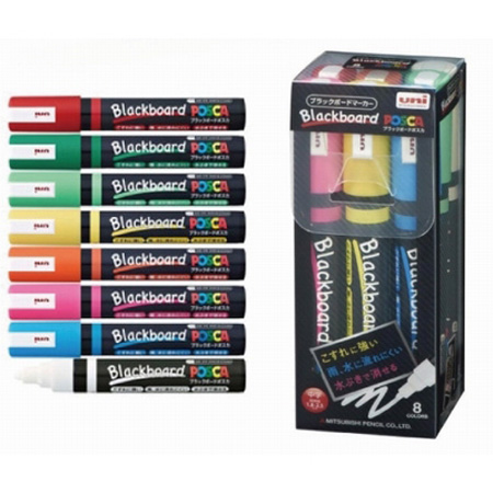 UNI PCE-200-5M-8C 黑板水性筆套裝 (8色) 水性筆 wytebord Whiteboard Marker pens 白板筆 水筆