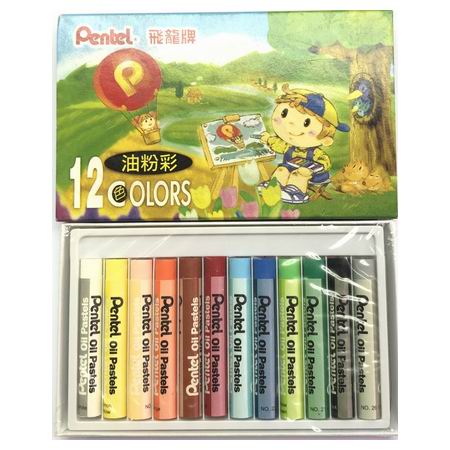 Pentel Ϯ PHN-12 Oil Pastels m (12)  Crayon