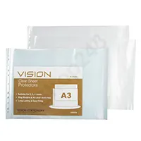 VISION A3 透明磨沙11孔文件保護套 (A3橫度 / 20個裝)