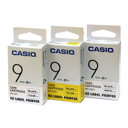 Casio XR9 標籤帶(黑字) 9mm x 8M Casio標籤機及標籤帶、Labeling Machine & Tapes、Labeling Tapes