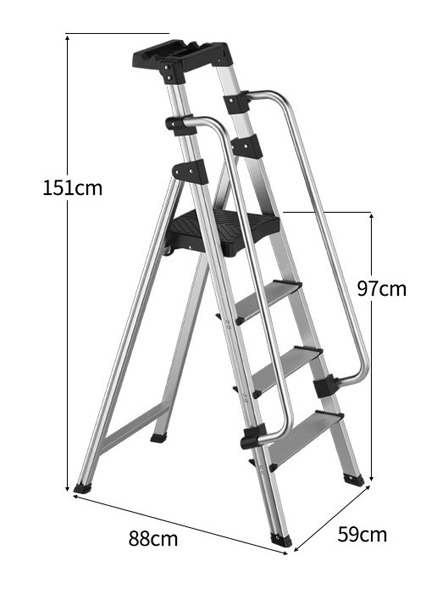 鋁質扶手安全梯 (4級/59cmW/151cmH)
