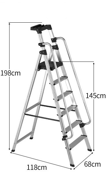 鋁質扶手安全梯 (6級/68cmW/145cmH)