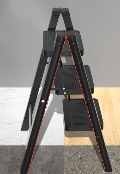 黑色超薄金屬折疊梯(3級)